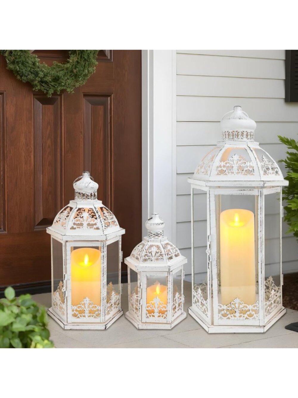Large Vintage Decorative Lantern Set - 3 Sizes for Indoor/Outdoor Home Decor